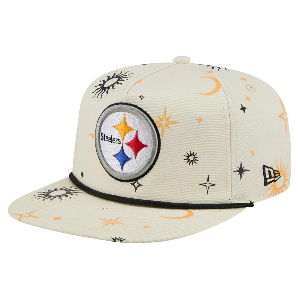 Men's New Era Cream Pittsburgh Steelers Celestial Golfer Snapback Hat
