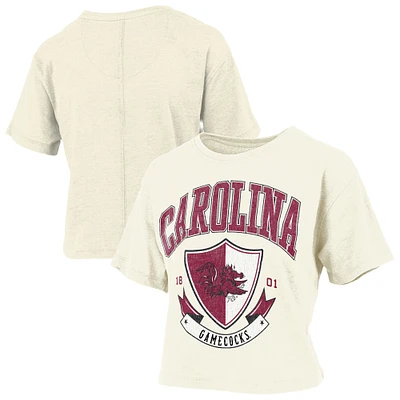 Women's Pressbox Cream South Carolina Gamecocks Buckler Vintage Cropped T-Shirt