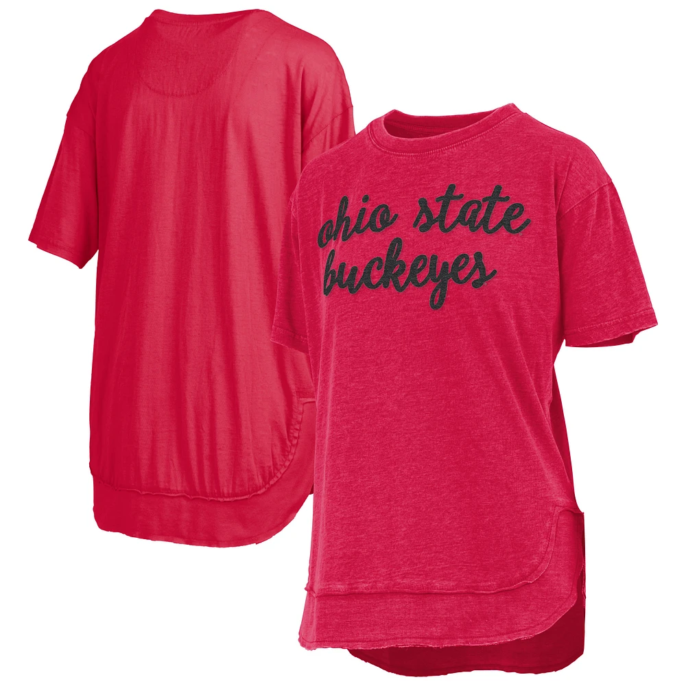 Women's Pressbox Scarlet Ohio State Buckeyes Poncho T-Shirt