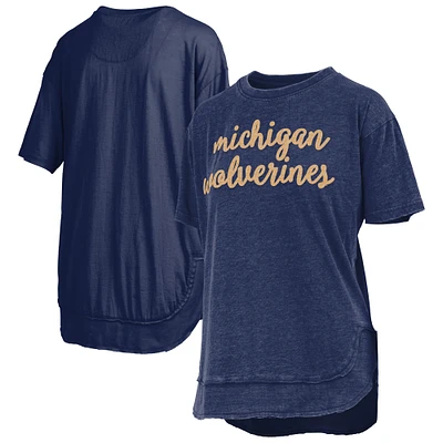 Women's Pressbox Navy Michigan Wolverines Poncho T-Shirt