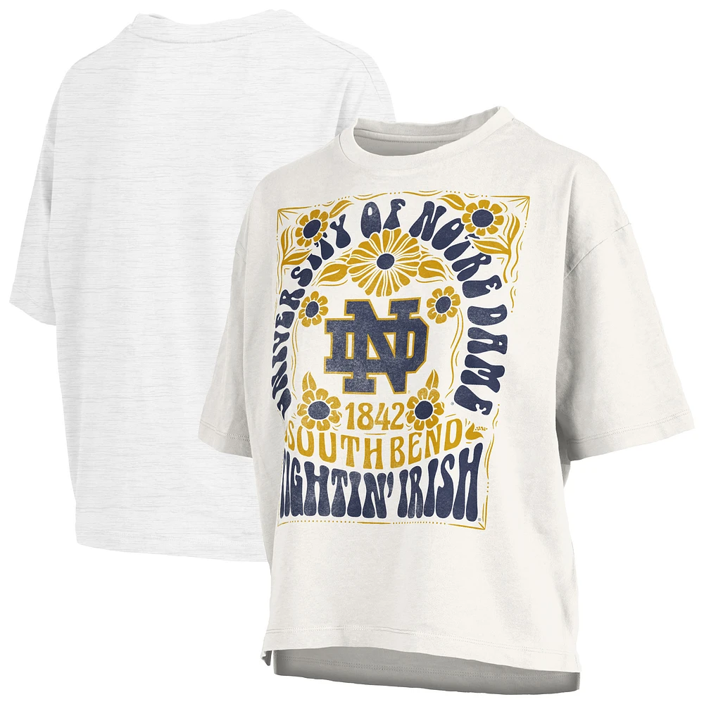 Women's Pressbox White Notre Dame Fighting Irish Harmony Oversized Slub T-Shirt