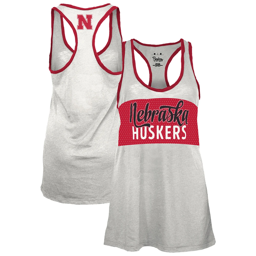 Women's Pressbox White/Scarlet Nebraska Huskers Tracy Racerback Burnout Tank Top