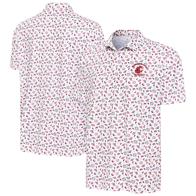 Men's Antigua White Washington State Cougars Independence Day Polo