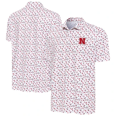 Men's Antigua White Nebraska Huskers Independence Day Polo