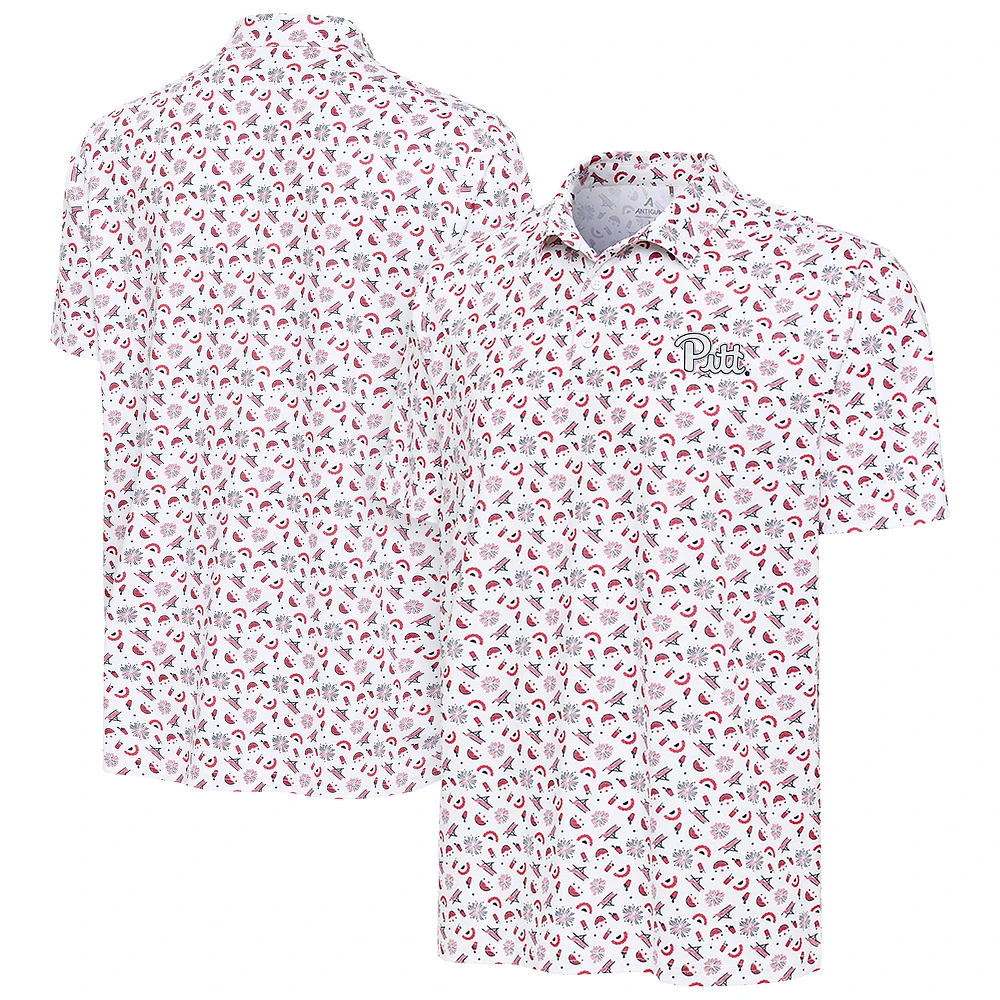 Men's Antigua White Pitt Panthers Independence Day Polo