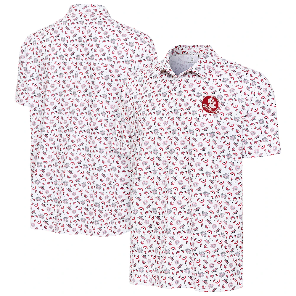 Men's Antigua White Florida State Seminoles Independence Day Polo