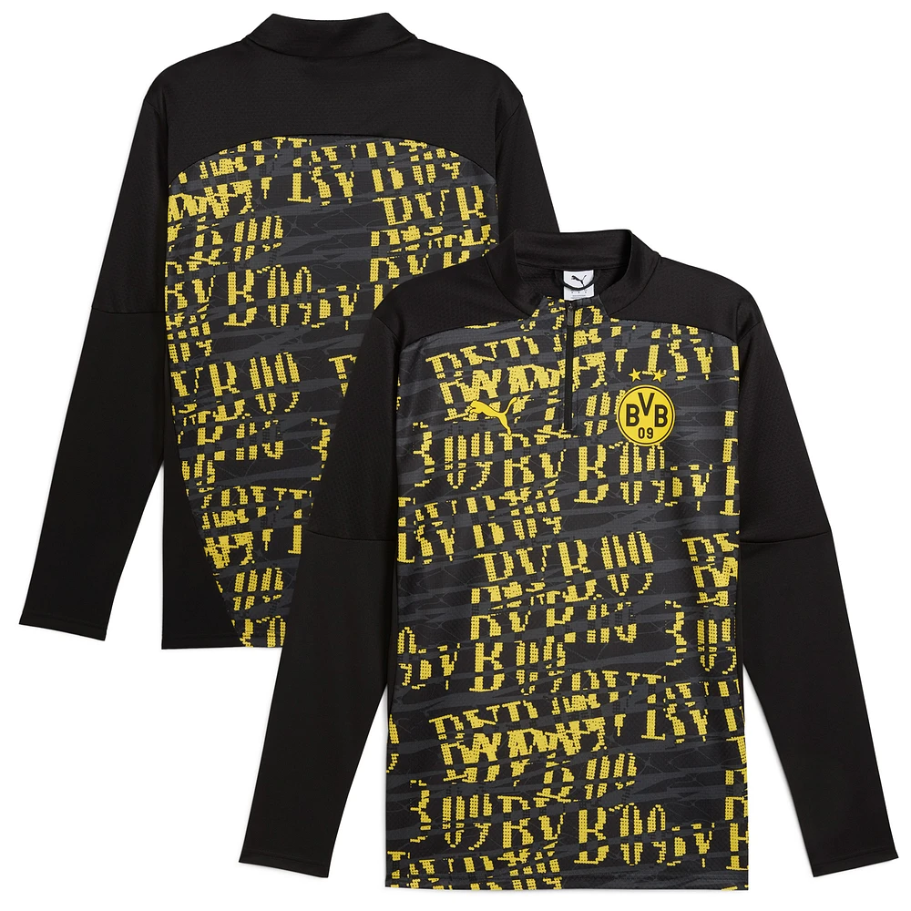 Men's Puma Black Borussia Dortmund 2024/25 Pre-Match Quarter-Zip Top