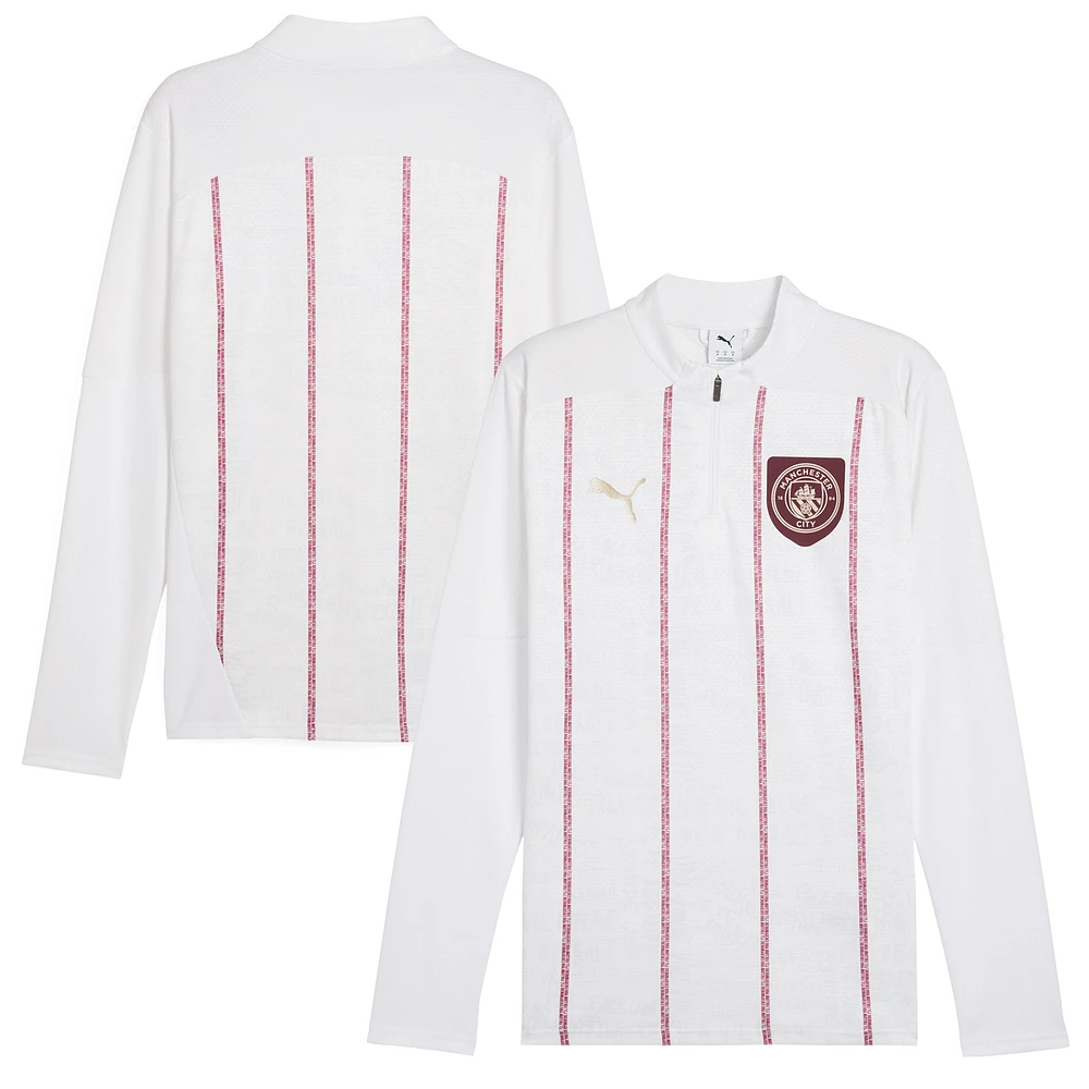 Men's Puma White Manchester City 2024/25 Pre-Match Quarter-Zip Top