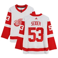 Moritz Seider Detroit Red Wings Autographed White adidas Authentic Jersey with "2022 Calder" Inscription