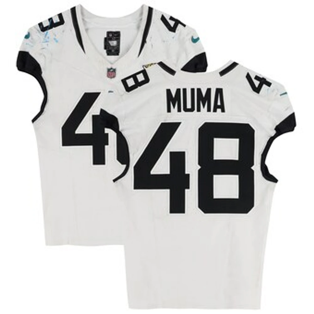Chad Muma Jacksonville Jaguars Game-Used #48 White Jersey vs. Detroit Lions on November 17, 2024