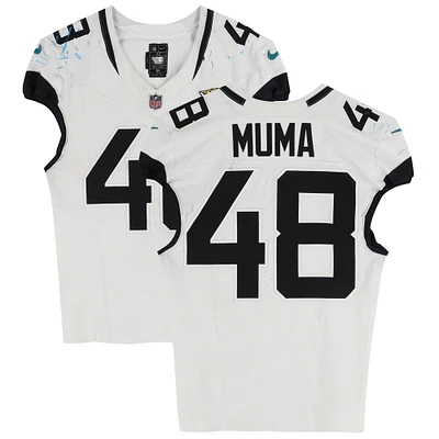 Chad Muma Jacksonville Jaguars Game-Used #48 White Jersey vs. Detroit Lions on November 17, 2024