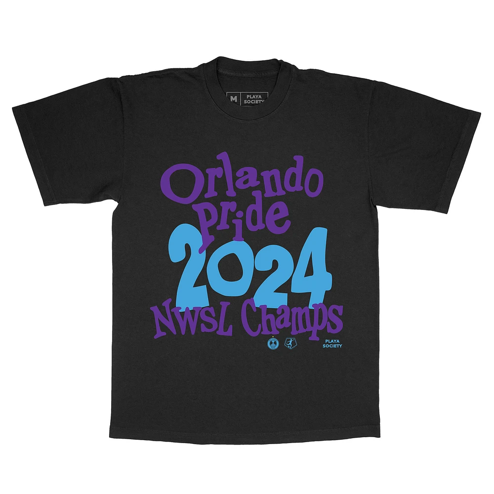 Unisex Playa Society Black Orlando Pride 2024 NWSL Champions T-Shirt