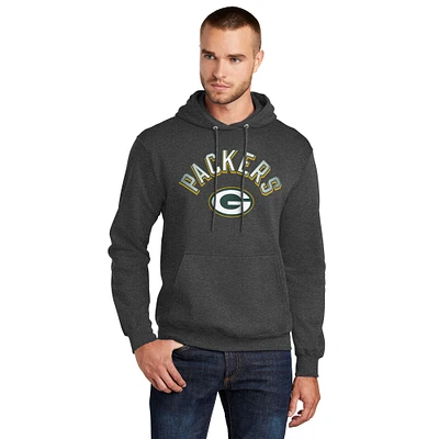 Men's Starter Charcoal Green Bay Packers Arch Over Logo Pullover Hoodie