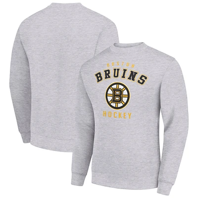 Men's Starter Heather Gray Boston Bruins Team Logo Fleece Pullover Sweatshirt