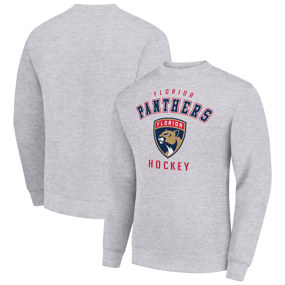 Men's Starter Heather Gray Florida Panthers Team Logo Fleece Pullover Sweatshirt