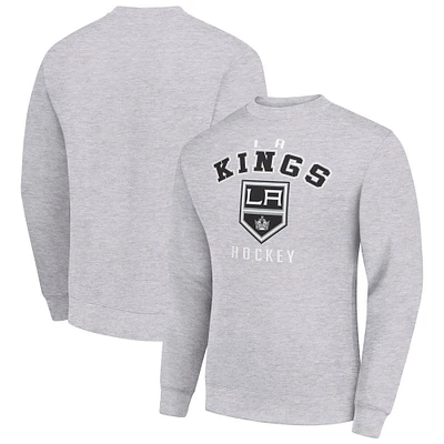 Men's Starter Heather Gray Los Angeles Kings Team Logo Fleece Pullover Sweatshirt