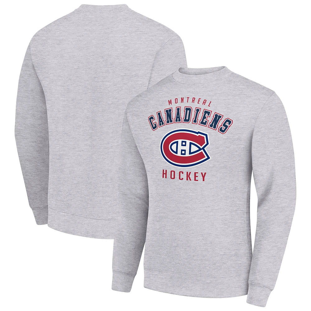 Men's Starter Heather Gray Montreal Canadiens Team Logo Fleece Pullover Sweatshirt