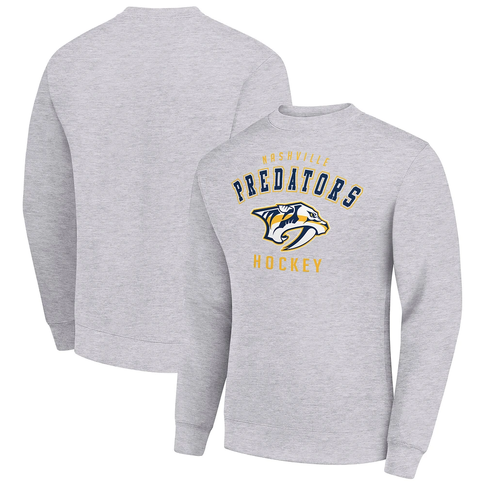 Men's Starter Heather Gray Nashville Predators Team Logo Fleece Pullover Sweatshirt