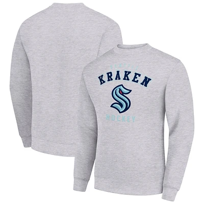 Men's Starter Heather Gray Seattle Kraken Team Logo Fleece Pullover Sweatshirt