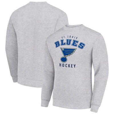 Men's Starter Heather Gray St. Louis Blues Team Logo Fleece Pullover Sweatshirt
