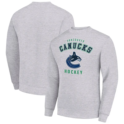 Men's Starter Heather Gray Vancouver Canucks Team Logo Fleece Pullover Sweatshirt