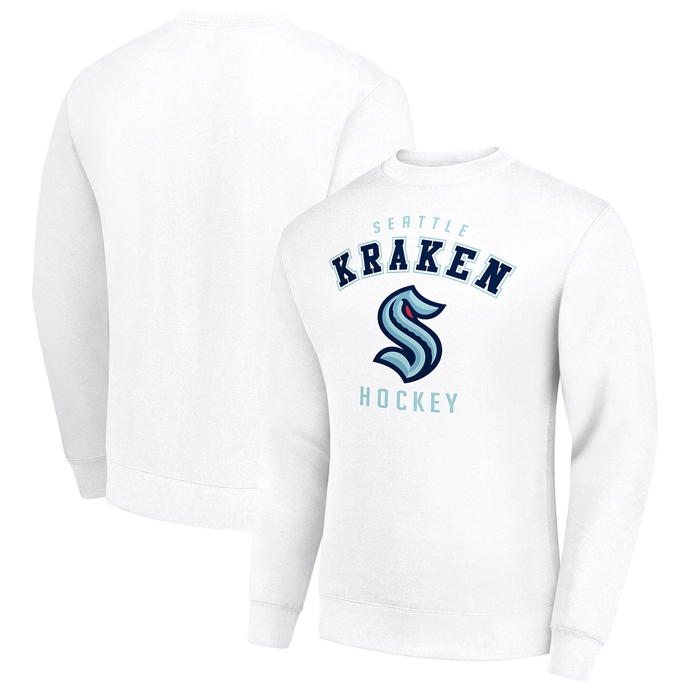 Men's Starter White Seattle Kraken Team Logo Fleece Pullover Sweatshirt