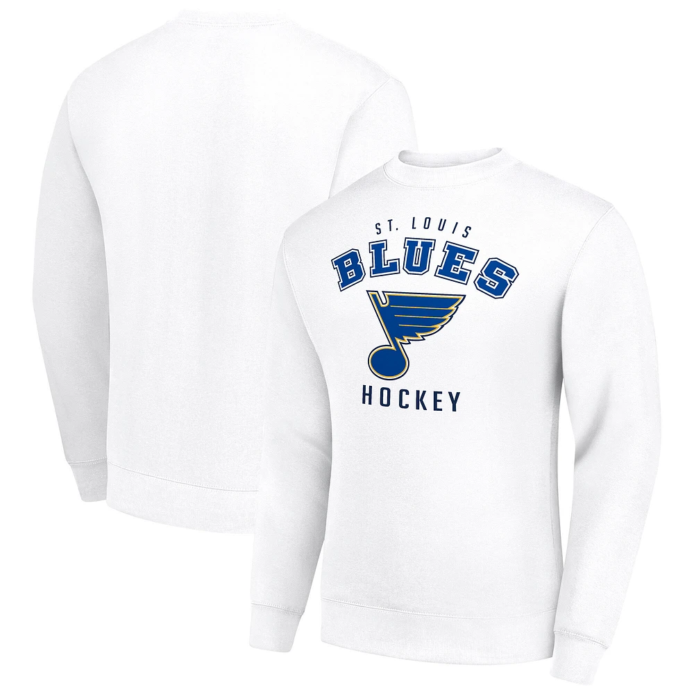 Men's Starter White St. Louis Blues Team Logo Fleece Pullover Sweatshirt