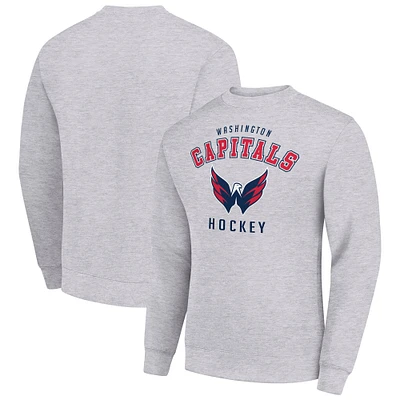 Men's Starter Heather Gray Washington Capitals Team Logo Fleece Pullover Sweatshirt