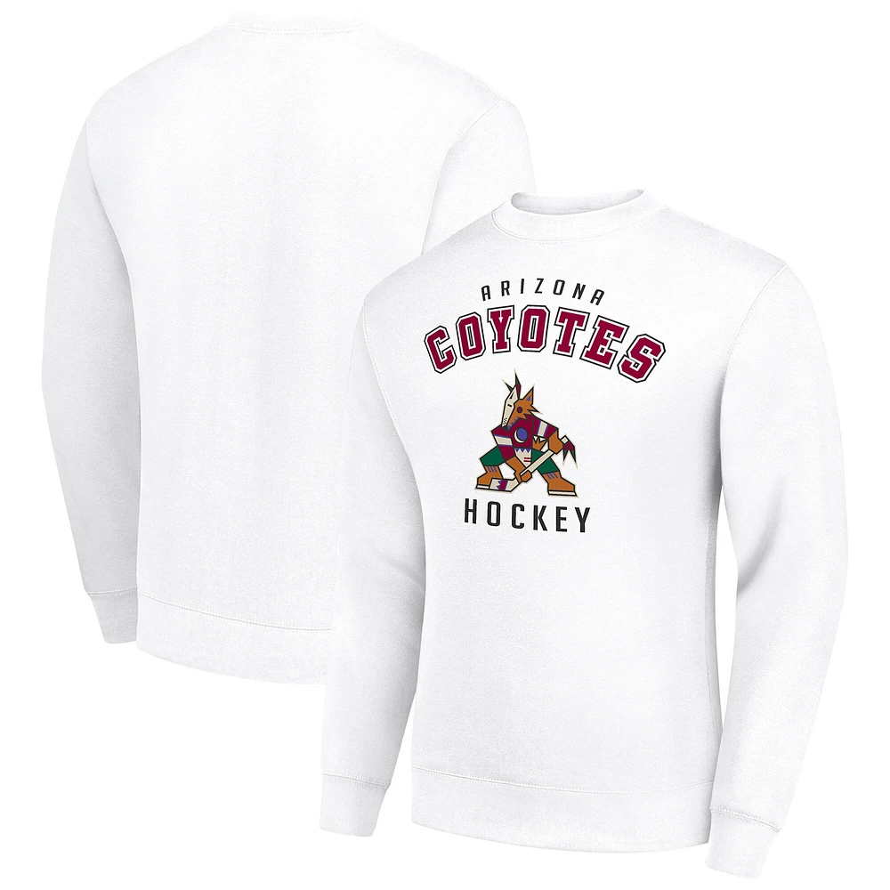 Men's Starter White Arizona Coyotes Team Logo Fleece Pullover Sweatshirt