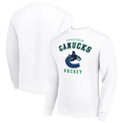 Men's Starter White Vancouver Canucks Team Logo Fleece Pullover Sweatshirt