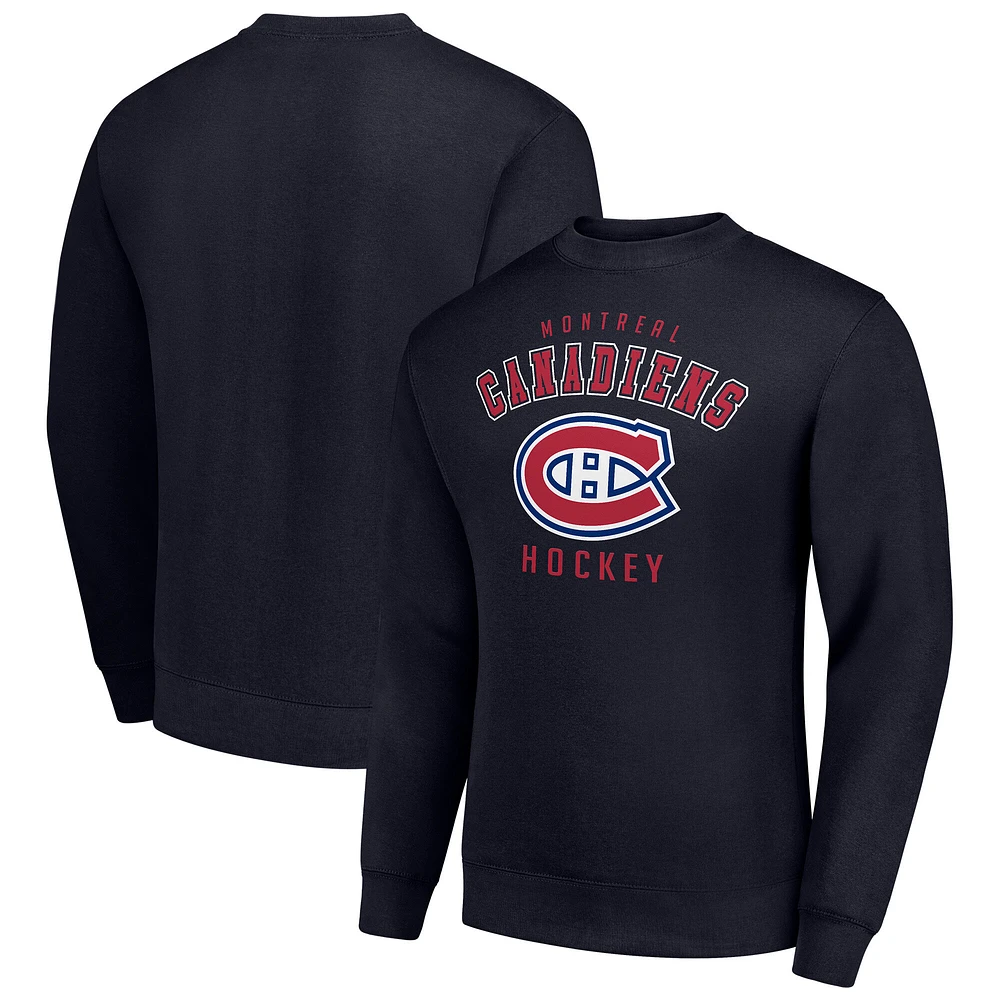 Men's Starter Navy Montreal Canadiens Team Logo Fleece Pullover Sweatshirt
