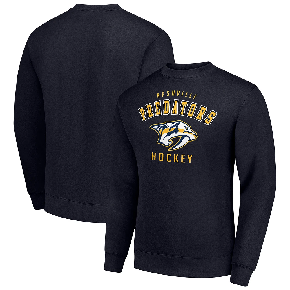 Men's Starter Navy Nashville Predators Team Logo Fleece Pullover Sweatshirt
