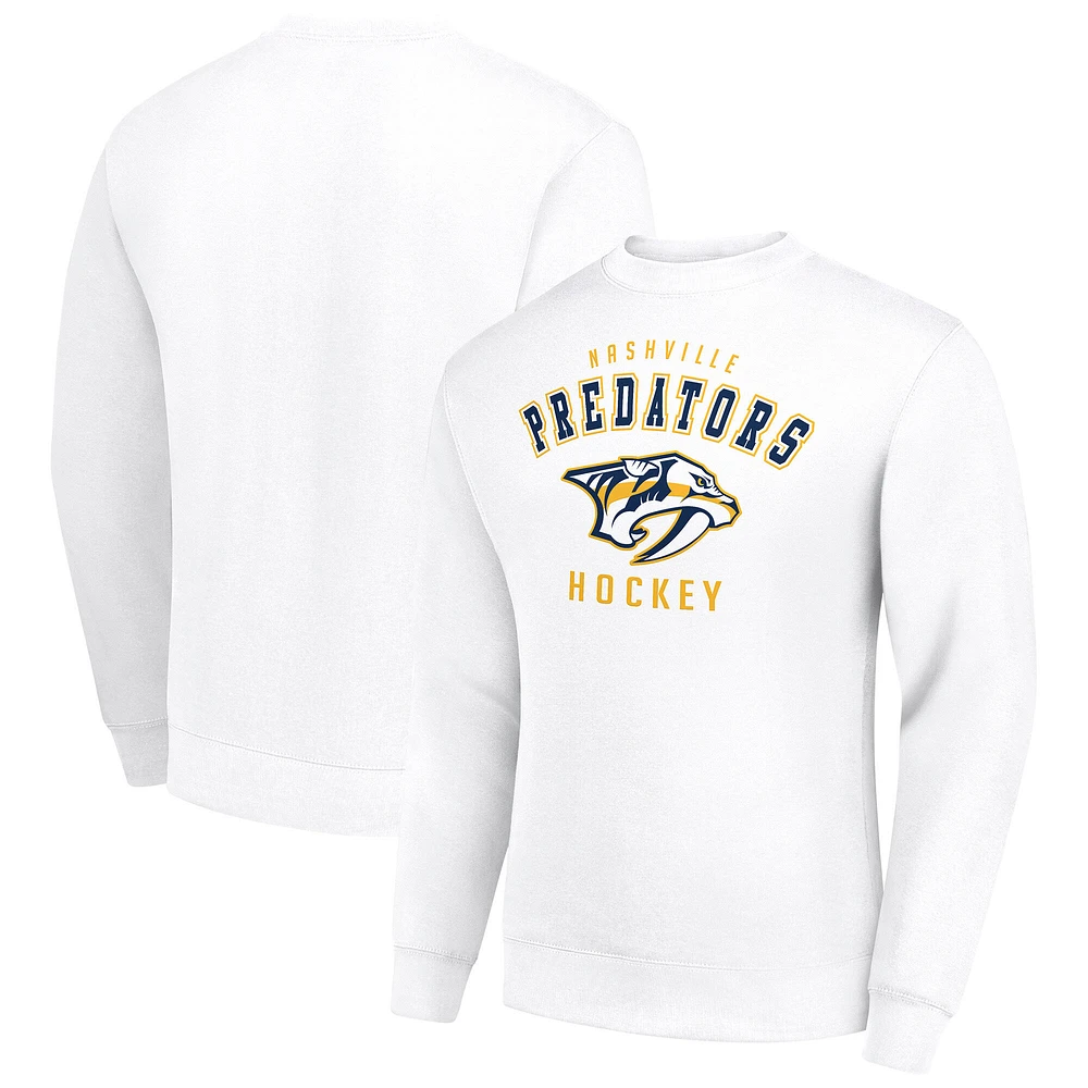 Men's Starter White Nashville Predators Team Logo Fleece Pullover Sweatshirt