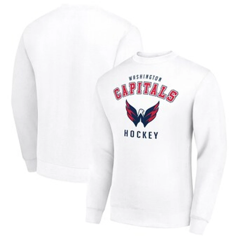 Men's Starter White Washington Capitals Team Logo Fleece Pullover Sweatshirt