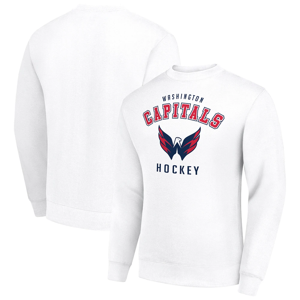 Men's Starter White Washington Capitals Team Logo Fleece Pullover Sweatshirt