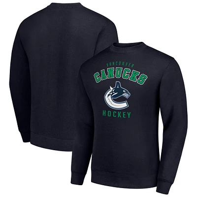 Men's Starter Navy Vancouver Canucks Team Logo Fleece Pullover Sweatshirt