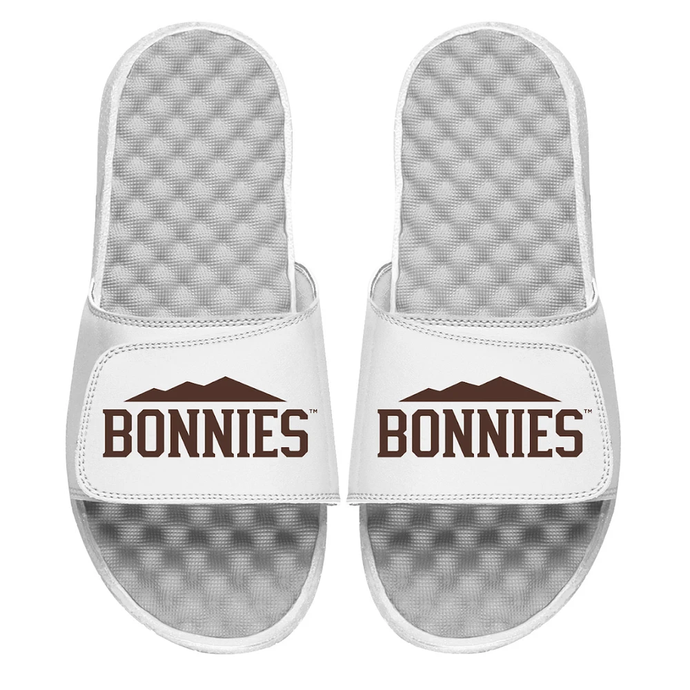 Youth ISlide White St. Bonaventure Bonnies Wordmark Slide Sandals