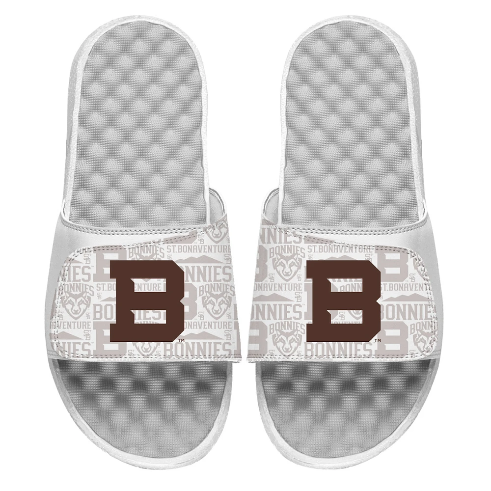 Unisex ISlide White St. Bonaventure Bonnies Secondary Tonal Pattern Slide Sandals