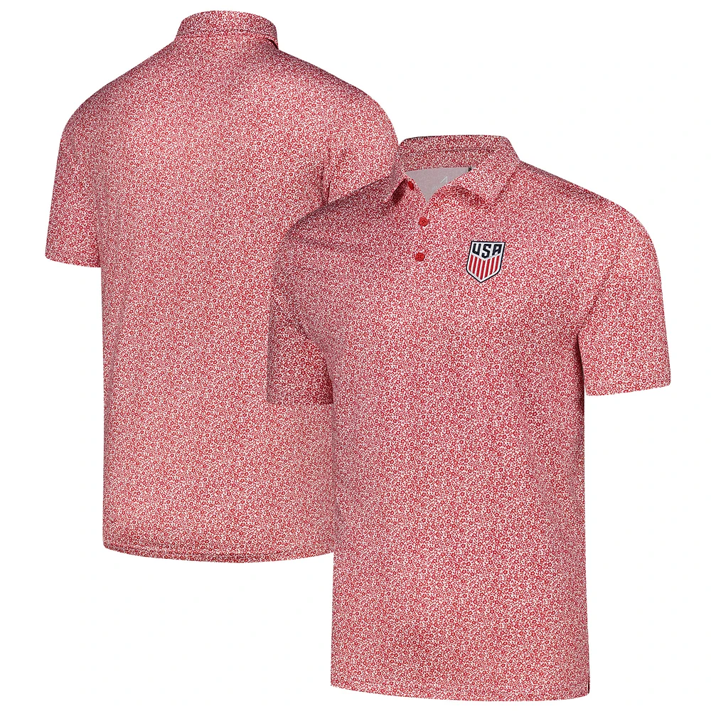 Men's Antigua Red USMNT Field Ditsy Polo