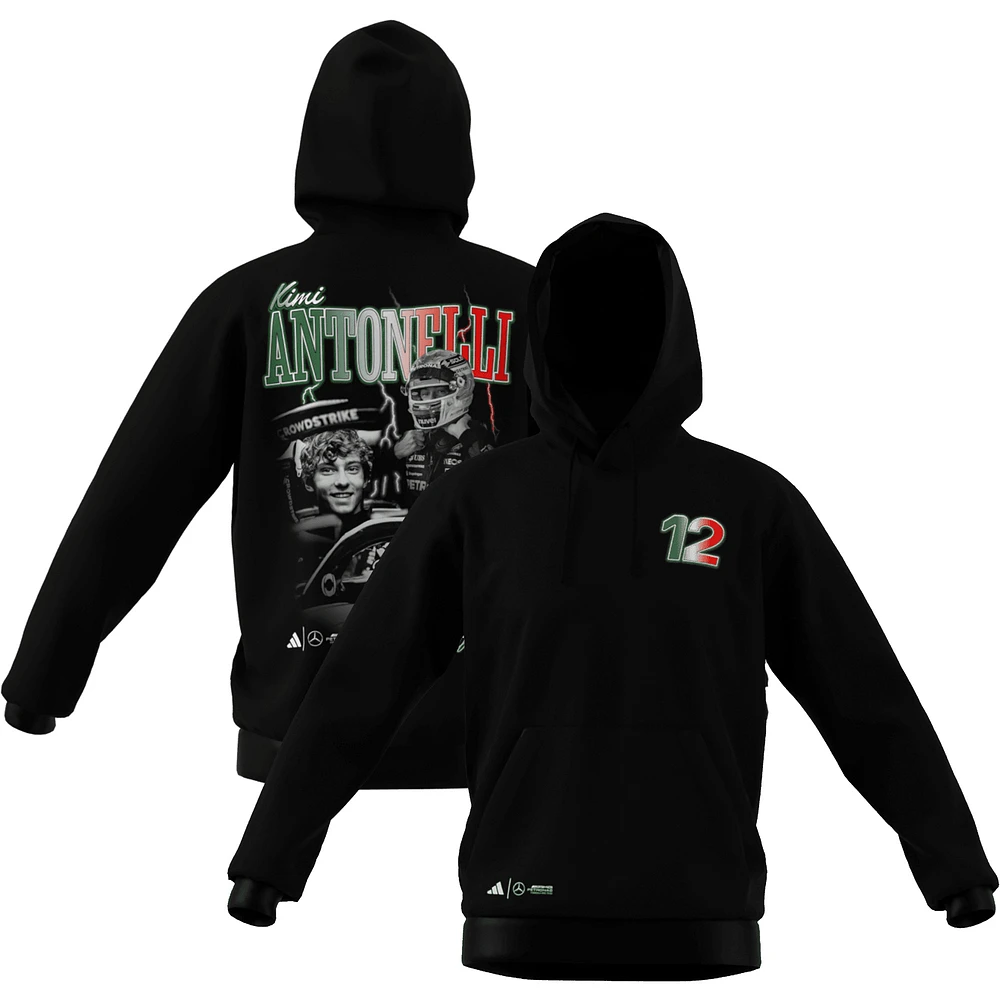 Men's adidas Kimi Antonelli Black Mercedes-AMG Petronas F1 Team Driver Wear Graphic Pullover Hoodie
