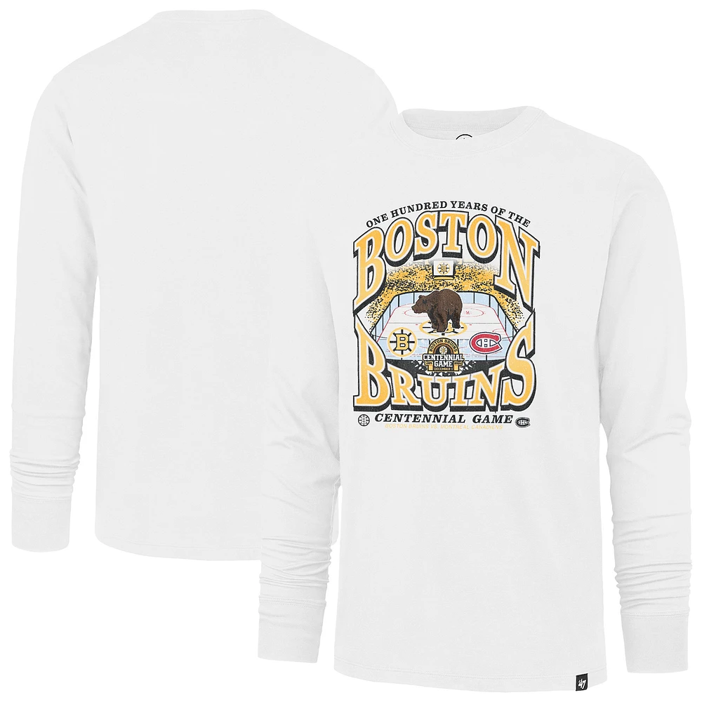 Men's '47 White Boston Bruins Centennial Game Long Sleeve T-Shirt