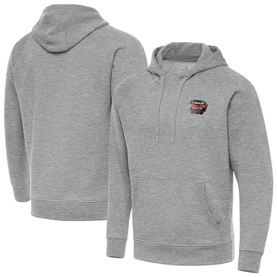 Men's Antigua Heather Gray NASCAR Whelen Modified Tour Victory Raglan Pullover Hoodie