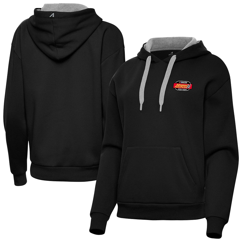 Women's Antigua Black Advance Auto Parts Weekly Series Merchandise Victory Pullover Hoodie