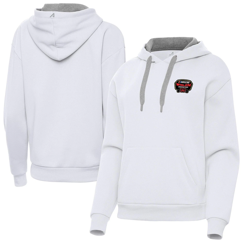 Women's Antigua White Whelen Modified Tour Merchandise Victory Pullover Hoodie