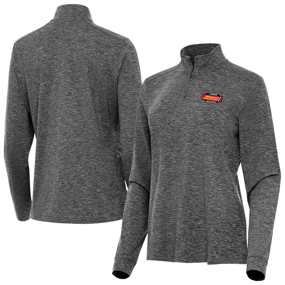 Women's Antigua Heather Black Advance Auto Parts Weekly Series Merchandise Mentor Quarter-Zip Jacket