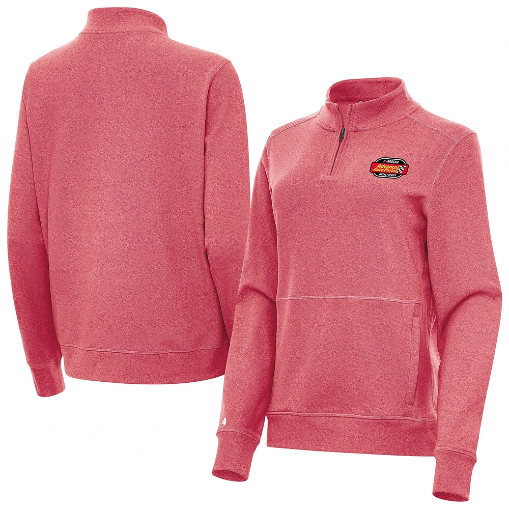 Women's Antigua Heather Advance Auto Parts Weekly Series Merchandise Crush Quarter-Zip Top