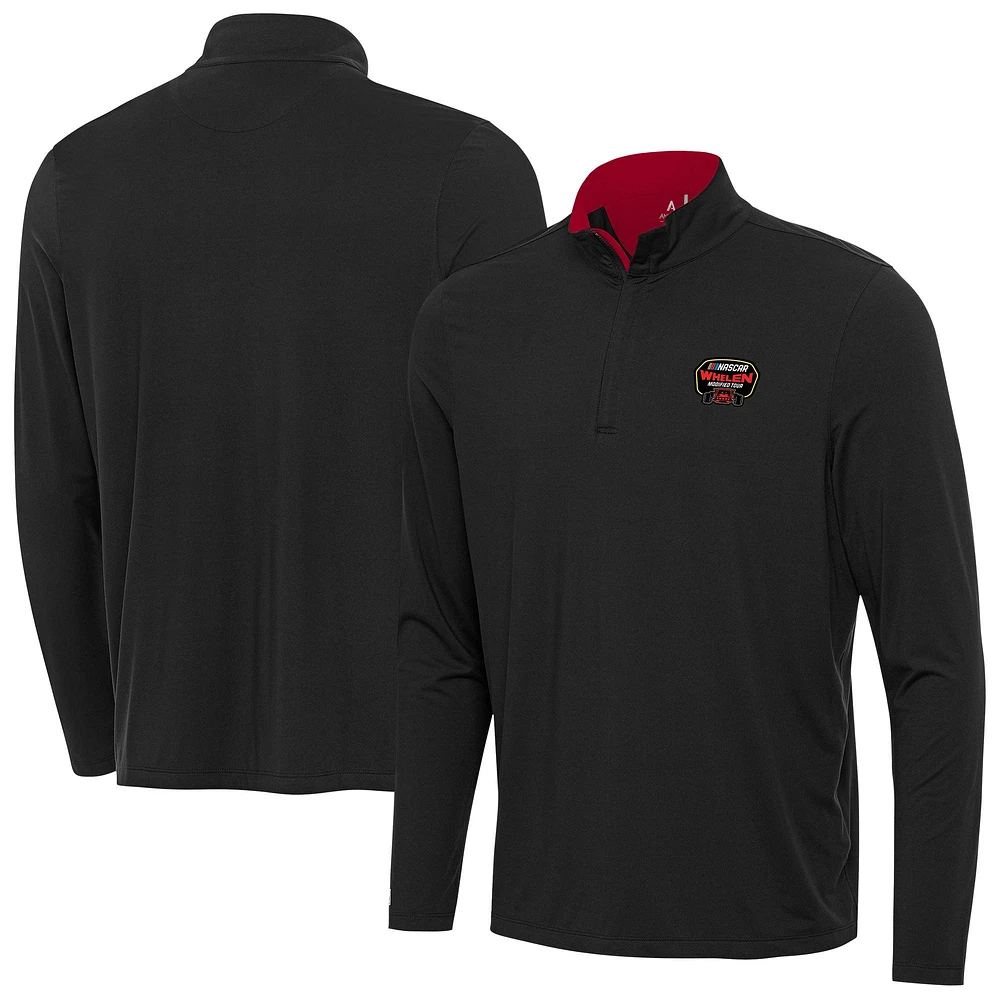 Men's Antigua Black Whelen Modified Tour Merchandise Content Quarter-Zip Pullover Top