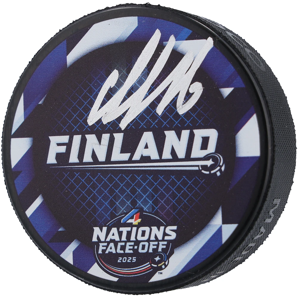 Aleksander Barkov Florida Panthers Autographed Team Finland 4 Nations Face-off Hockey Puck