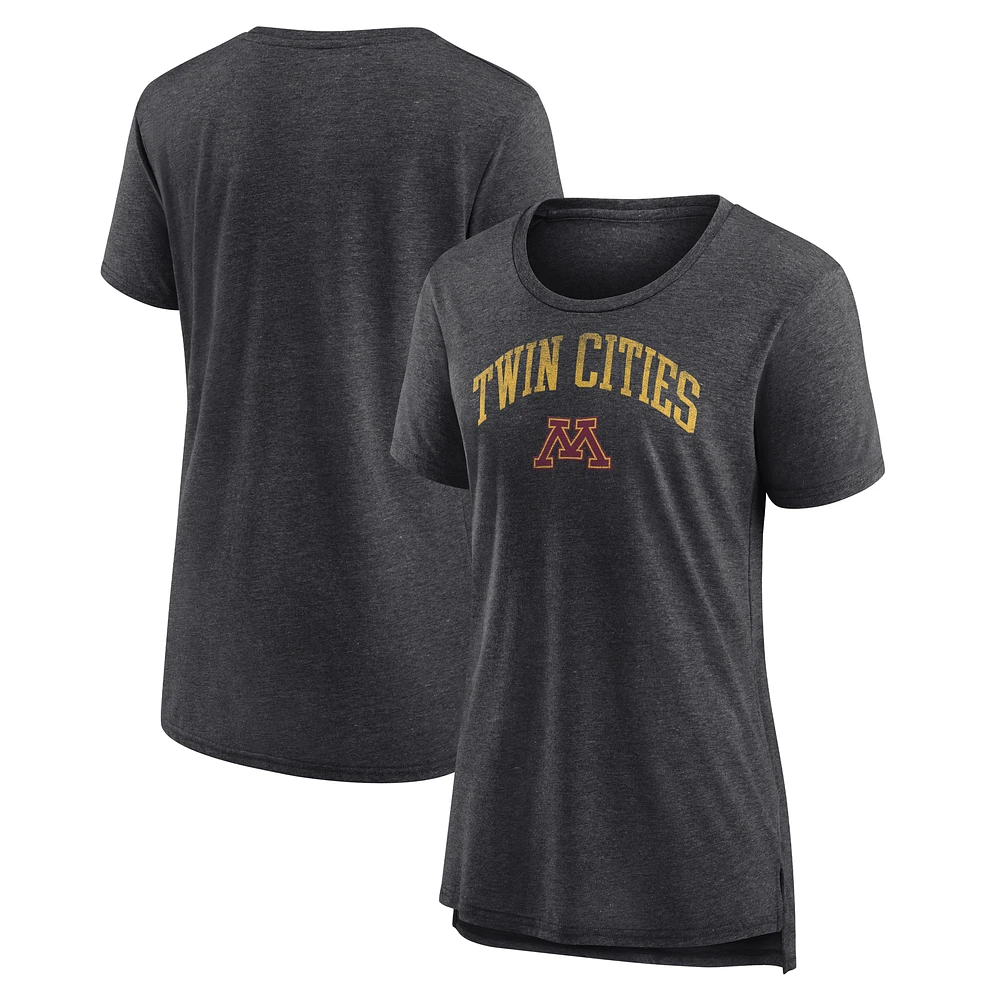 Women's Charcoal Minnesota Golden Gophers Arched City Tri-Blend T-Shirt