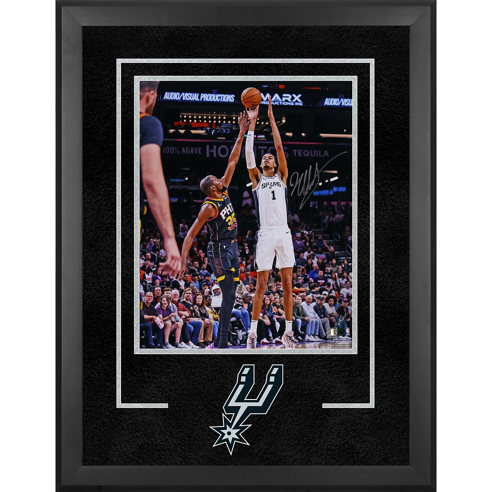 Victor Wembanyama San Antonio Spurs Autographed Deluxe Framed 16" x 20" Shooting vs. Kevin Durant Photograph